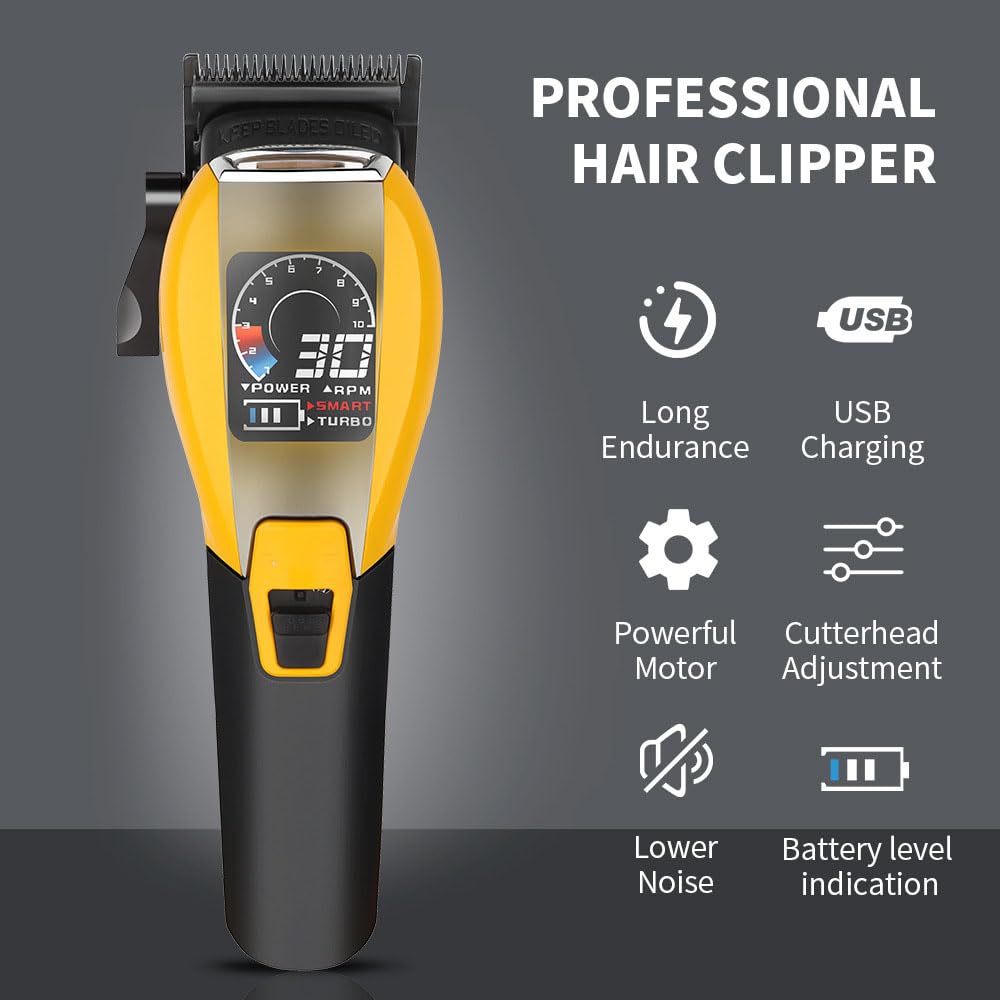 QDKVTNDJZ Quiet Cordless Hair Clippers for Men - High Torque 9000RPM Motor, Low Heat, Professional Hair Trimmer with Charging Dock, Digital Display, 6 Beauty and Personal Care QDKVTNDJZ