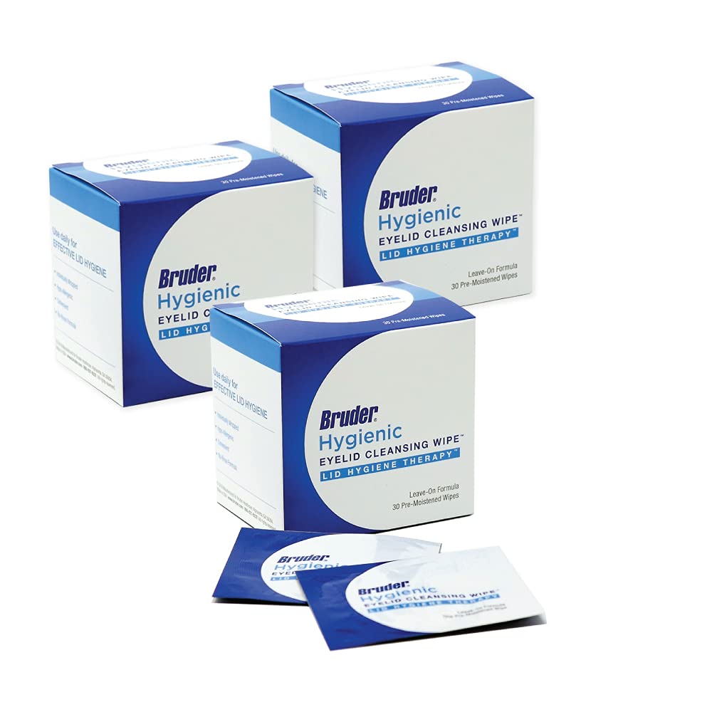 Bruder Eyelid Cleansing Wipes, 30 Count (Pack of 3), Hygienic Eye Care for Removing Excess Oil and Debris from Eyelids and Lashes, Rinse-Free Beauty and Personal Care Bruder