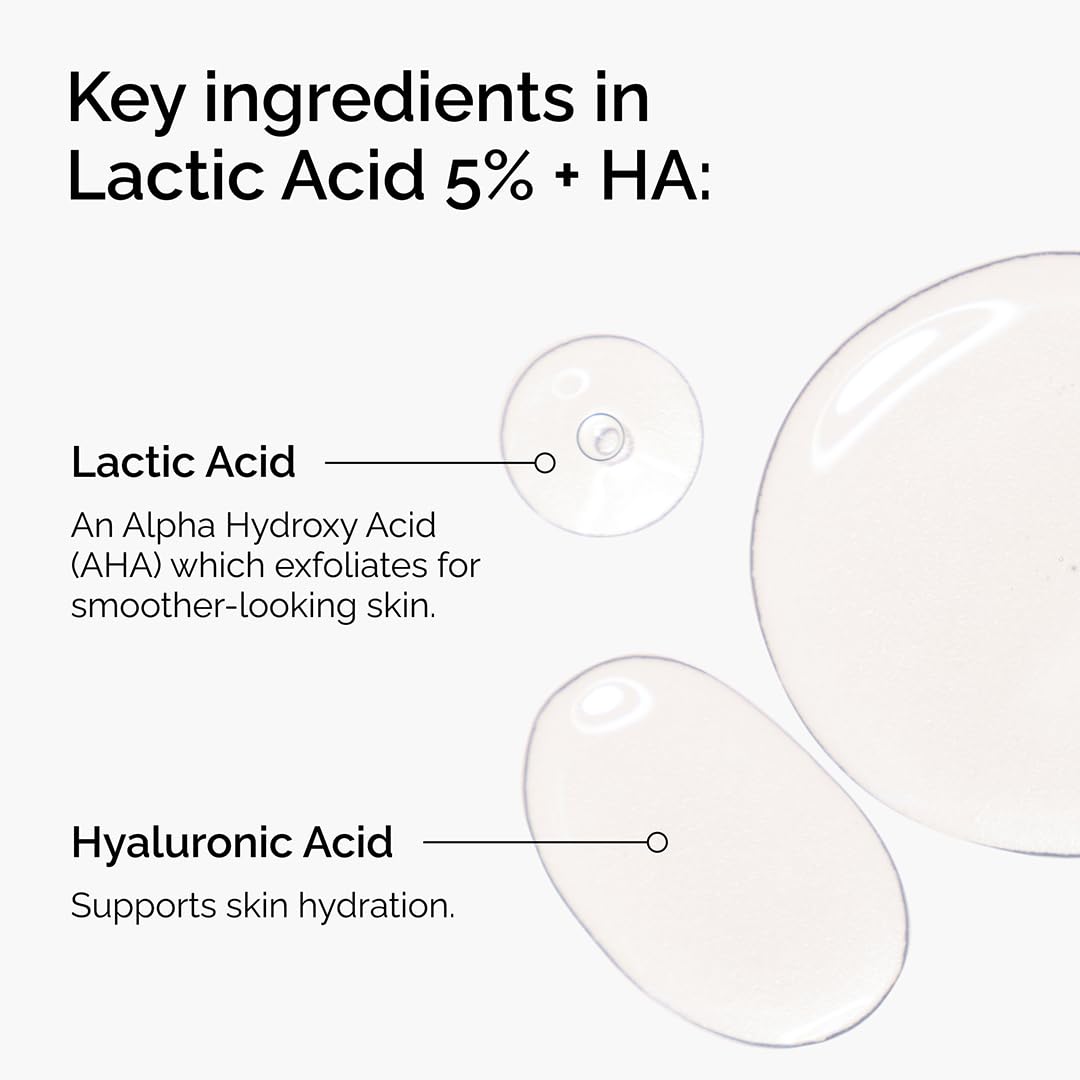 The Ordinary Lactic Acid 5% + Hyaluronic Acid 2%, Gentle Exfoliating Serum for Smoother Skin, 1 Fl Oz Beauty and Personal Care The Ordinary