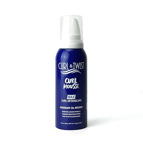 Curl & Twist Supreme Curl Detangling Mousse 2.7fl oz/ 80ml Travel Size Infused with Rosemary, Olive, and Castor Oil Adds Moisture Prevent Dryness