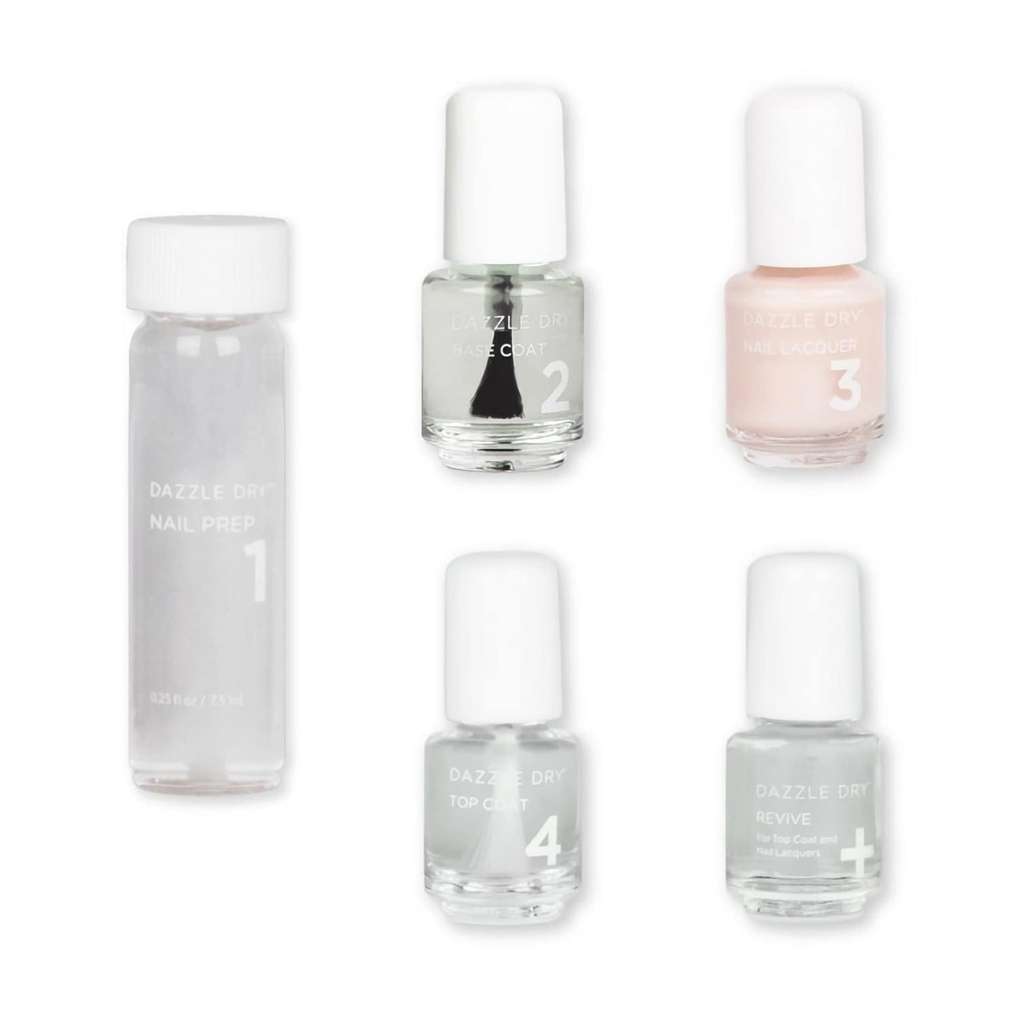 Dazzle Dry Mini Kit 4-Step System – Prima Ballerina Sheer Pink, Perfect French Base, 5-Piece Set for Up to 5 Manicures
