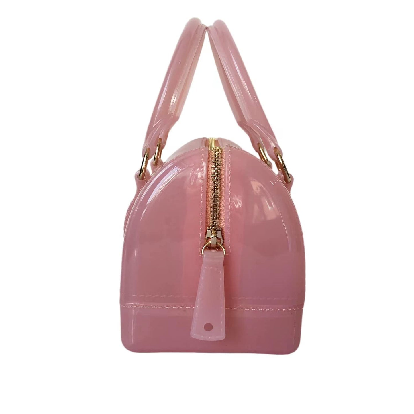 Ladies Summer Jelly Pillow-shaped Top Handle Handbag Candy Color Transparent Crystal Purse (Pink Mini)