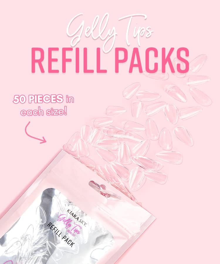 Kiara Sky Gelly Tips Refill Packs - Soak Off Soft Gels - Almond Shape (Medium Length) (Sizes 0, 1, 2) Beauty & Personal Care KIARA SKY