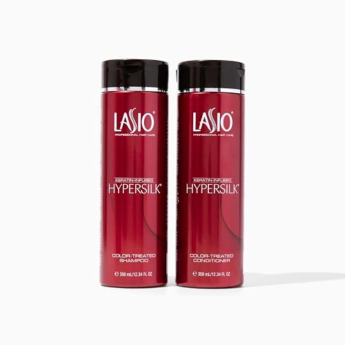 Lasio Keratin-Infused Hypersilk Color Treated Shampoo and Conditioner Set - 12.34 Fl. Oz - Color Treated Hair Shampoo and Deep Conditioner for Dry
