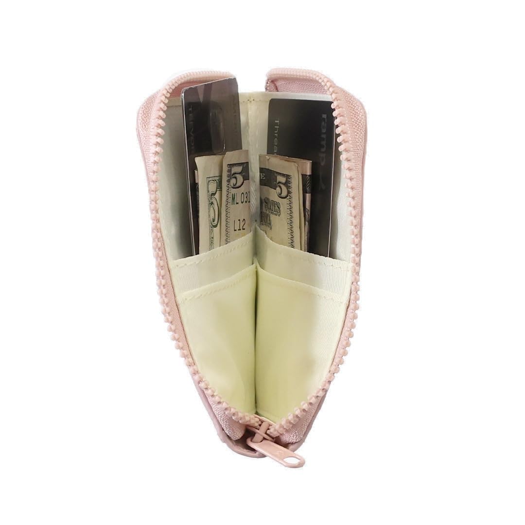 Thread Wallets RFID Blocking Leather Zip Wallet with Card Holder for Men and Women (Rose Dust)