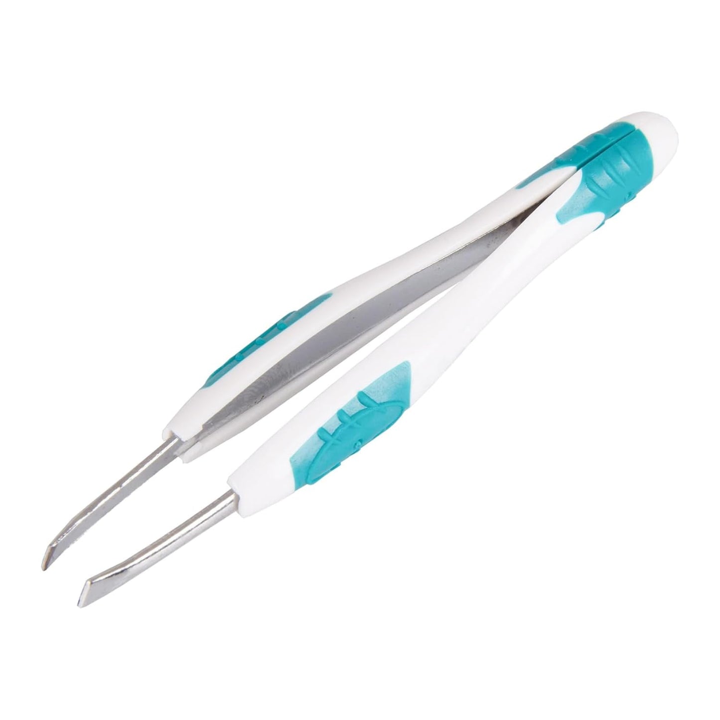 LEADER Tweezers Slant Tip Precision, Easy Grip, Non-Slip Rubber, Stainless Steel, Great Precision for Eyebrows, Facial Hair, Splinter and Ingrown Hair