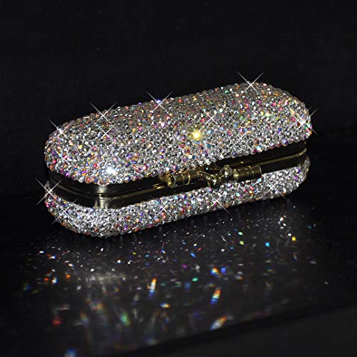 Bestbling Bling Rhinestone Crystal Lipstick Case Holder Organizer bag Cosmetic Storage for Women's Lipstick Jewelry Kit (Silver)