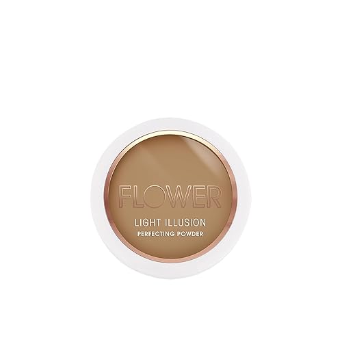 FLOWER Beauty By Drew Barrymore Light Illusion Perfecting Powder - Powder Foundation + Setting Powder for Makeup - Medium Buildable Coverage - Natural