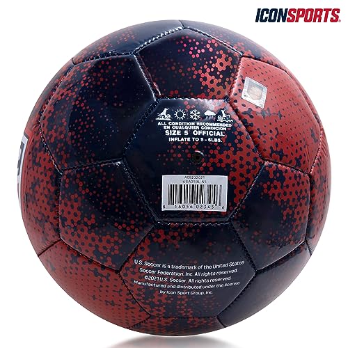 Icon Sports Officially Licensed US Soccer Federation Soccer Ball - USA01BL Navy Size 5