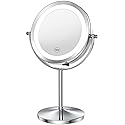 Benbilry 10X Magnifying Lighted Makeup Mirror, 7 Inch Double Sided 1X/10X Magnification with Lights, 360° Rotation Swivel Travel Make Up Mirror