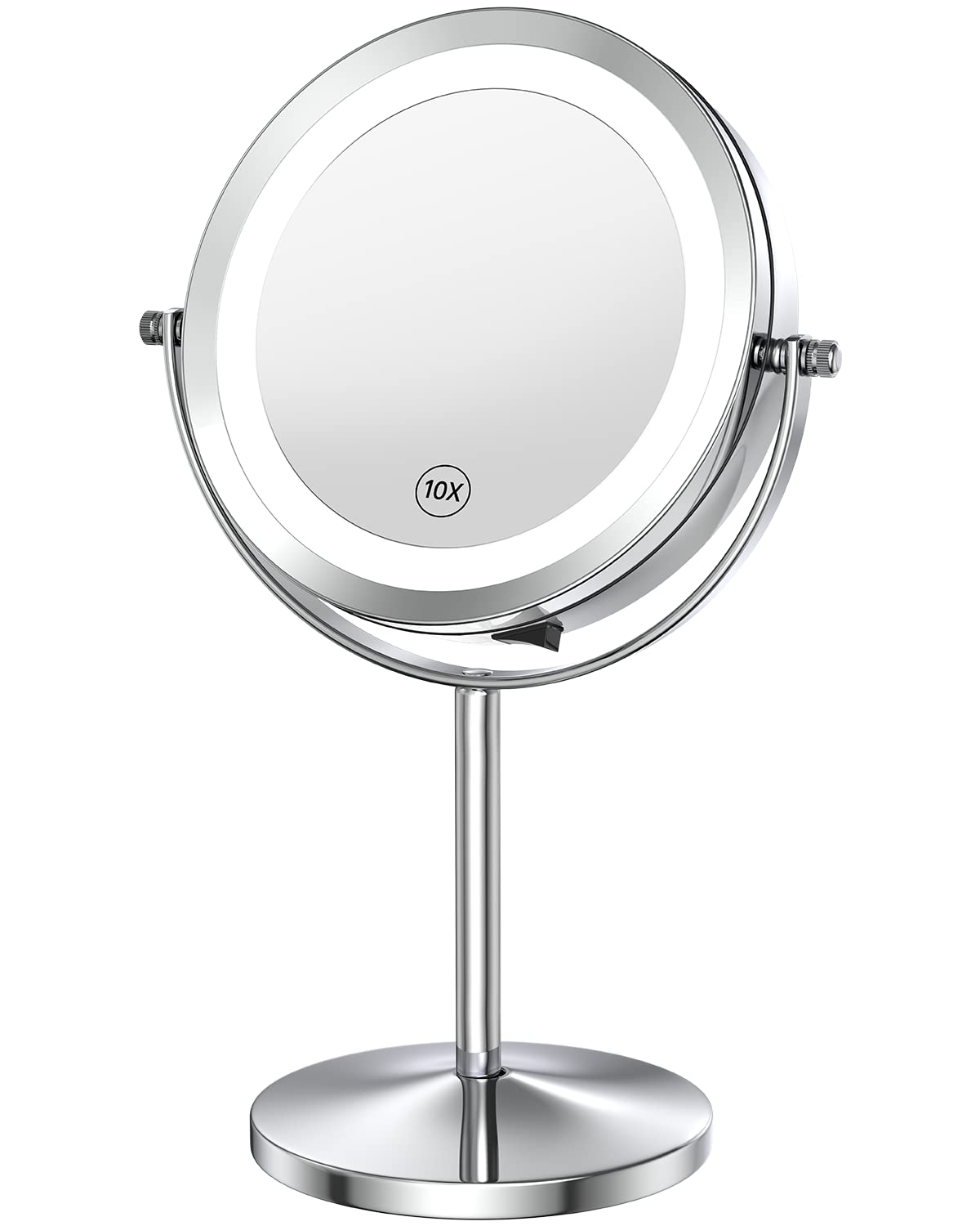 Benbilry 10X Magnifying Lighted Makeup Mirror, 7 Inch Double Sided 1X/10X Magnification with Lights, 360° Rotation Swivel Travel Make Up Mirror