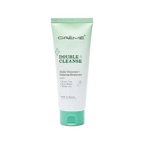 The Crème Shop Korean Skincare Double Cleanse 2-In-1 Green Tea Face Wash, Brightening Treatment, Acne Treatment, Calms Redness, Cleanses Pores, Makeup