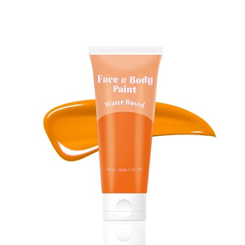Orange Face Body Paint?Water Based Cream Orange Face Body Paint for Starfire Festivals Halloween Cosplay SFX Pumpkin Makeup,Washable&Full Coverage