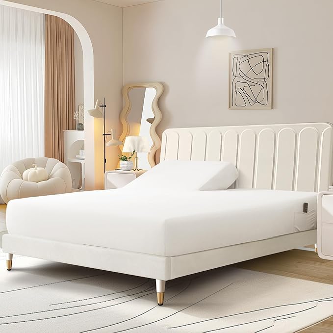 Linens Limited 4 Piece Top Split California King Sheets for Adjustable Bed 100% Egyptian Cotton 34" Split at Top 800 Thread Count Sheets for Sleep