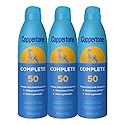 Coppertone Complete Sunscreen Spray SPF 50, Spray Sunscreen for Body, Lightweight, Water Resistant, 5.5 Oz, Pack of 3