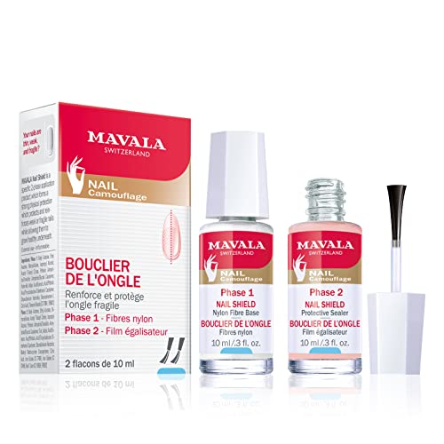 Mavala Nail Shield, 2 Count, Phase 1 & 2, Clear Nail Polish Top Coat, Nail Strengthener, Nail Growth & Nail Hardener Treatment, Nail Care and Repair