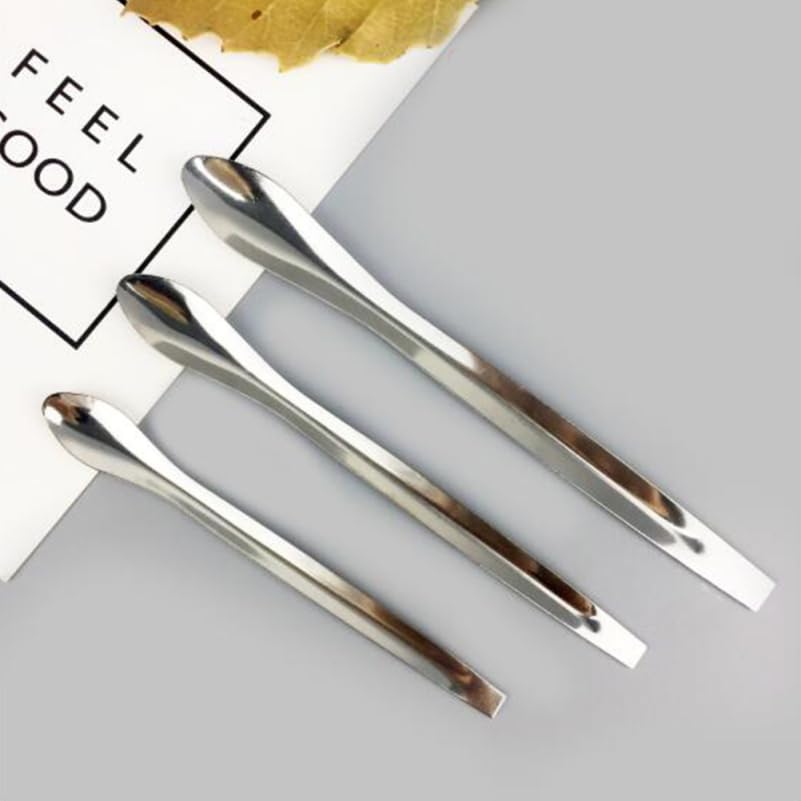 HEALLILY Stainless Steel Makeup Spatula for Face Creams and Lotions - Mini Ergonomic Cosmetic Applicator Tool for Skincare Portable and Easy to Use