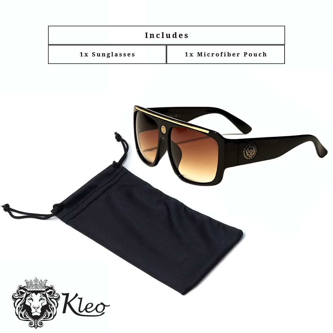 KLEO Flat Top Hip Hop Rapper Retro Aviator Sunglasses