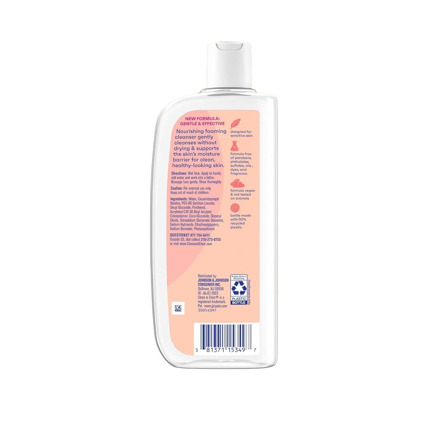 Clean & Clear ESSENTIALS Foaming Facial Cleanser, 8 Ounce (Pack of 2)