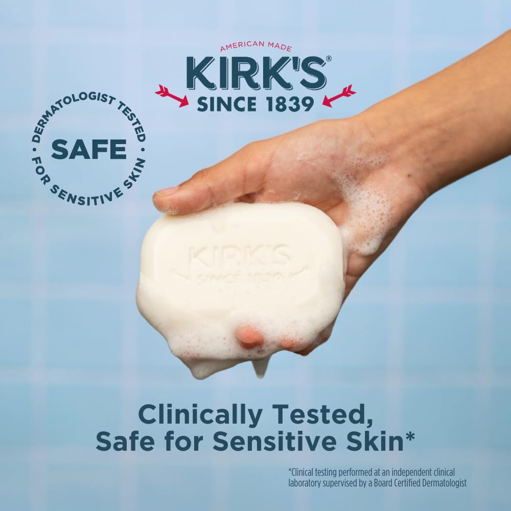 Kirk's Castile Bar Soap, Citrus Twist - Clinically Tested, Safe for Sensitive Skin with Coconut Oil, Vegan and Non-GMO - 4 oz Bars, 6 Pack