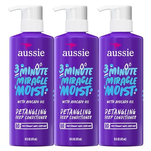 Aussie 3 Minute Miracle Moist Deep Conditioner for Dry Hair, Avocado & Jojoba Oil, Safe for Color Treated Hair, Nourishing Hydration, Silky Shine Beauty and Personal Care Aussie Default Title