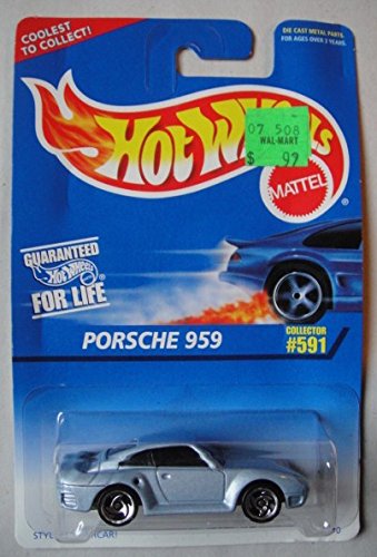Hot Wheels LT. Blue Porsche 959 Collector #591 Razor Wheel Coolest to Collect Card