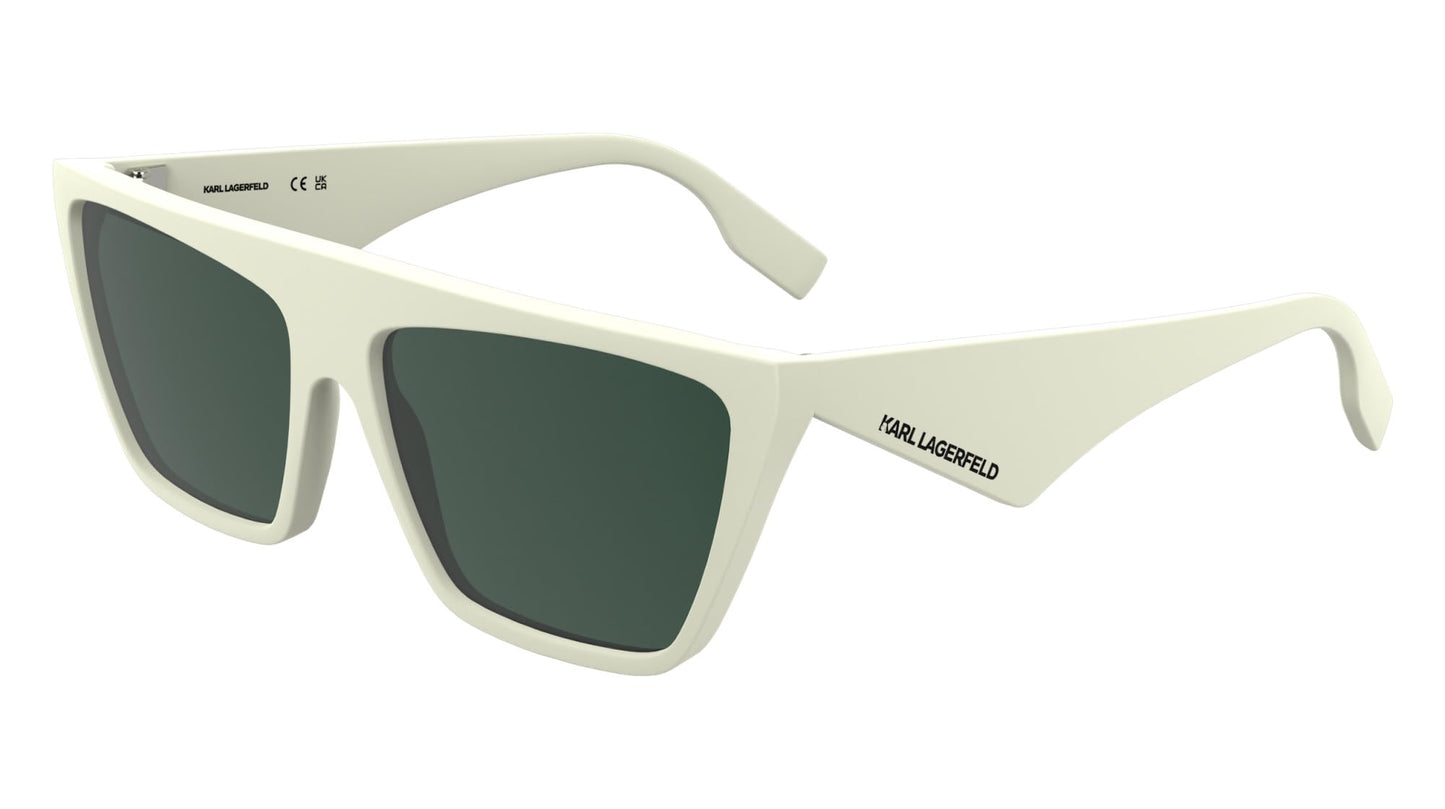 KARL LAGERFELD Unisex Adult Sunglasses KL6186S - White with Solid Green Lens