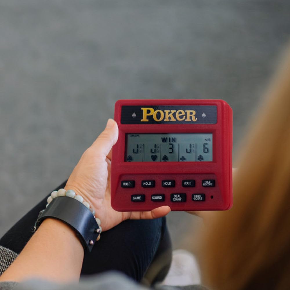 5-in-1 Hand Held Poker Game - Electronic Handheld Games for Adults Includes Draw, Deuces, Bonus, 2X and 2x2 Bonus - 3.9x3.4-Inch Pocket-Sized Travel…