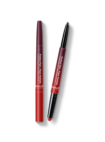 Absolute New York ALD02 Perfect Pair Lip Duo, Fuller and Poutier Lips, Deeper Shade For Lip Contouring, Satin Lipstick and Lip Liner