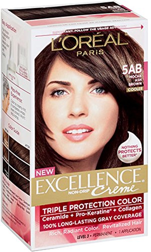 L’Oreal ParisExcellence Cream #1 Mocha Ash Brown 5AB Hair Color, (Pack of 3)