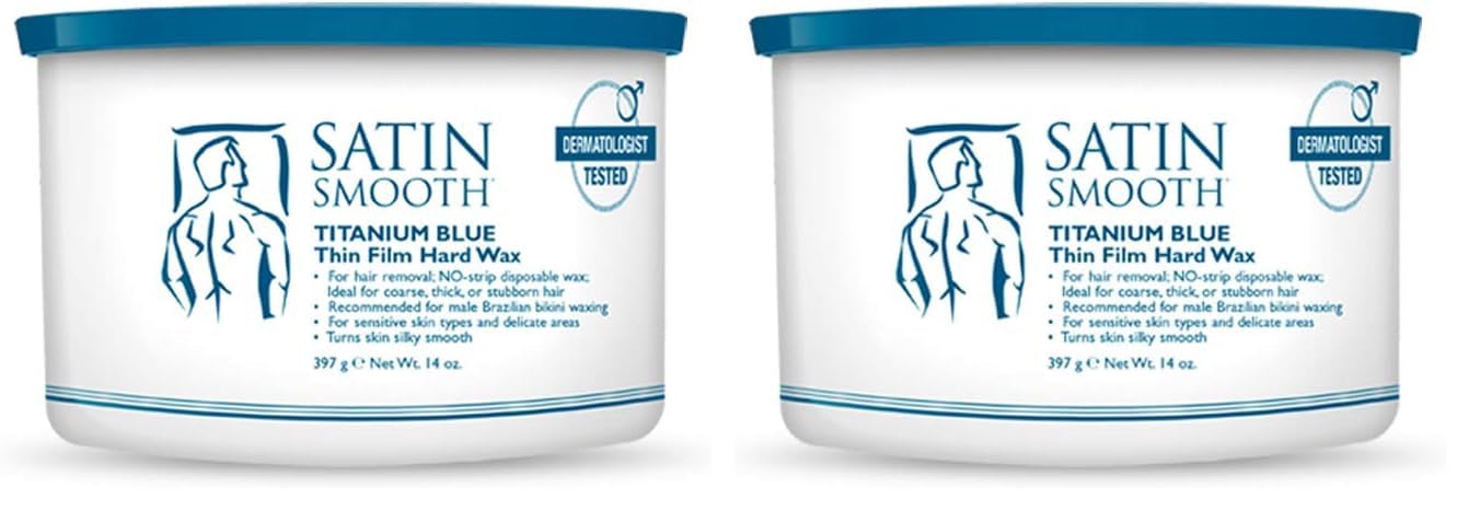 Satin Smooth Titanium Blue Thin Film Hard Hair Removal Wax 14oz. (Pack of 2) Beauty and Personal Care SATIN SMOOTH Default Title