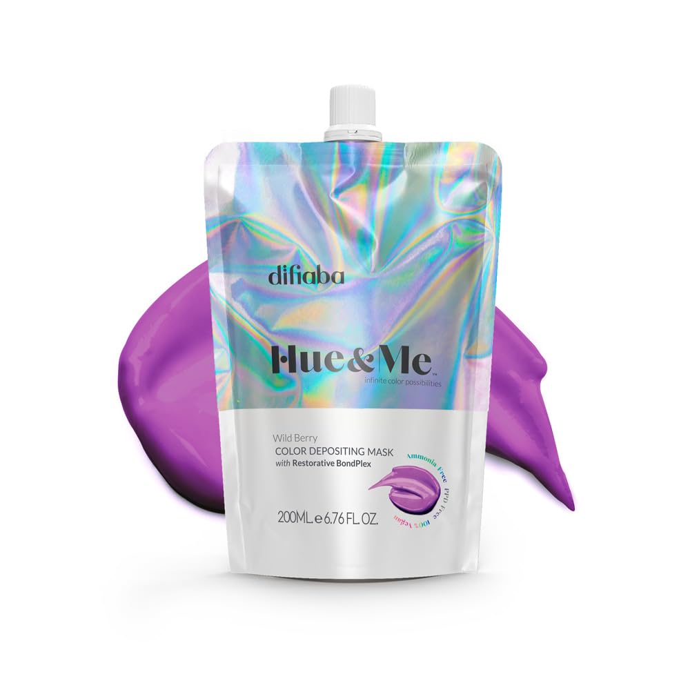 DIFIABA Hue & Me Color Depositing Conditioner - Temporary Hair Dye of Fantasy Colors - Hydrating Color Depositing Hair Mask with BondPlex - 6.76 oz