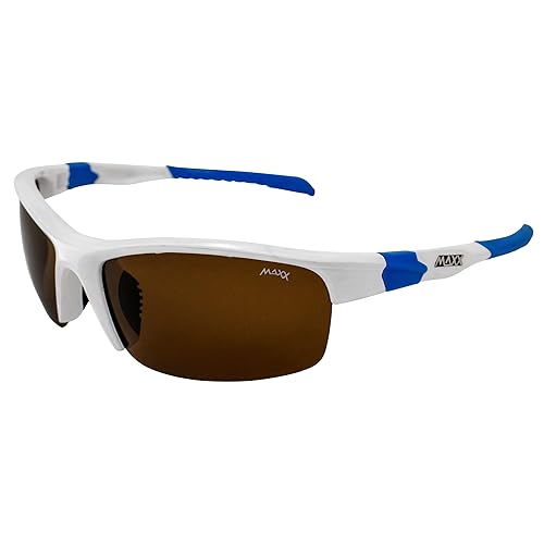MAXX Switchback Sport Golf Motorcycle Riding Sunglasses White with Blue and Polarized Brown Lens