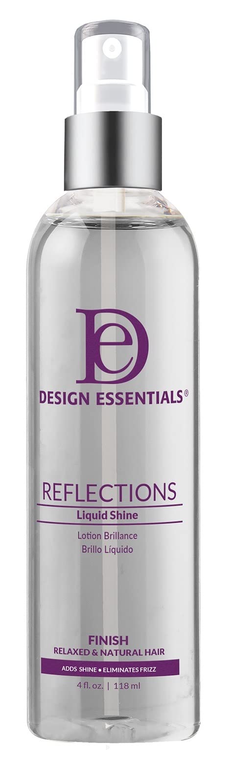 Design Essentials Reflections Liquid Shine, Lightweight Hair Polish Spray for Frizz Control, Thermal Protection & Shine, Alcohol-Free, 4 oz