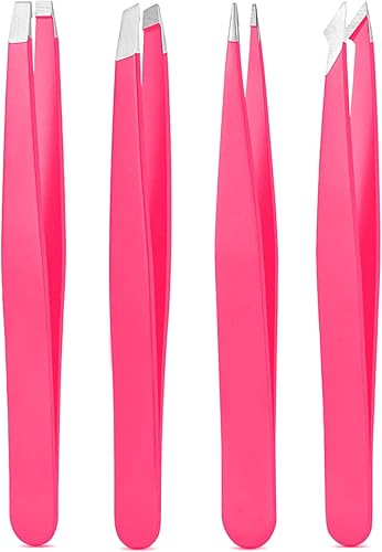 Tweezers Set, High Precision Stainless Steel Eyebrow Tweezers for Facial Hair, Inward Growing Hair and Splinter Remover Kit, Suitable for Women