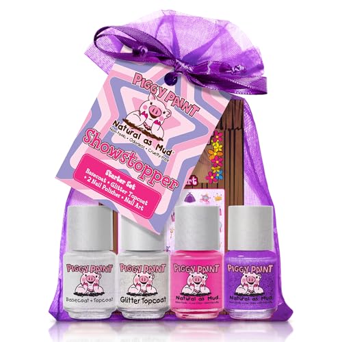 Piggy Paint | 100% Non-Toxic Girls Nail Polish | Safe, Cruelty-free, Vegan, & Scented for Kids | Showstopper Starter Set Beauty & Personal Care Piggy Paint