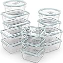 Razab 24 Pc Airtight Glass Food Storage Containers - Glass Meal Prep Containers - Freezer to Oven Safe - Steam Release Valve BPA Free - Airtight…