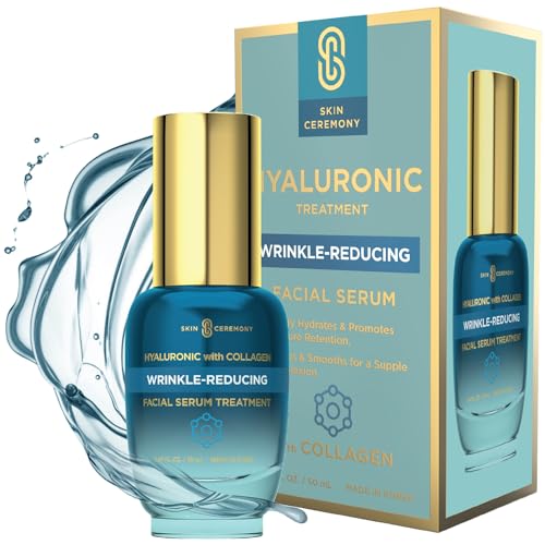 Skin Ceremony Hyaluronic Acid & Collagen Wrinkle Reducing Serum - Deep Hydration, Plumps & Smooths Skin - Dermatologist Tested, Clean Beauty, Korean