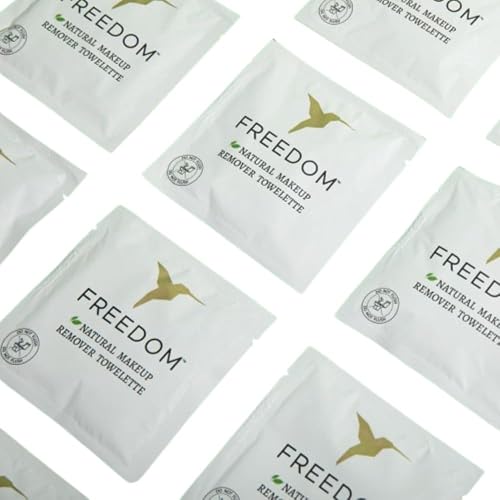 Freedom Makeup Remover Wipes for Face, Individually Wrapped - Unscented & Sustainable, For Sensitive Skin, All Natural Ingredients & Essential Oils (1