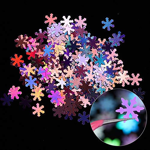 Snowflake Glitter Nail Sequins - 12 Grids 3D Colorful Christmas Holographic Nail Flakes Glitter Confetti Sticker Decals Manicure Nail Design Makeup