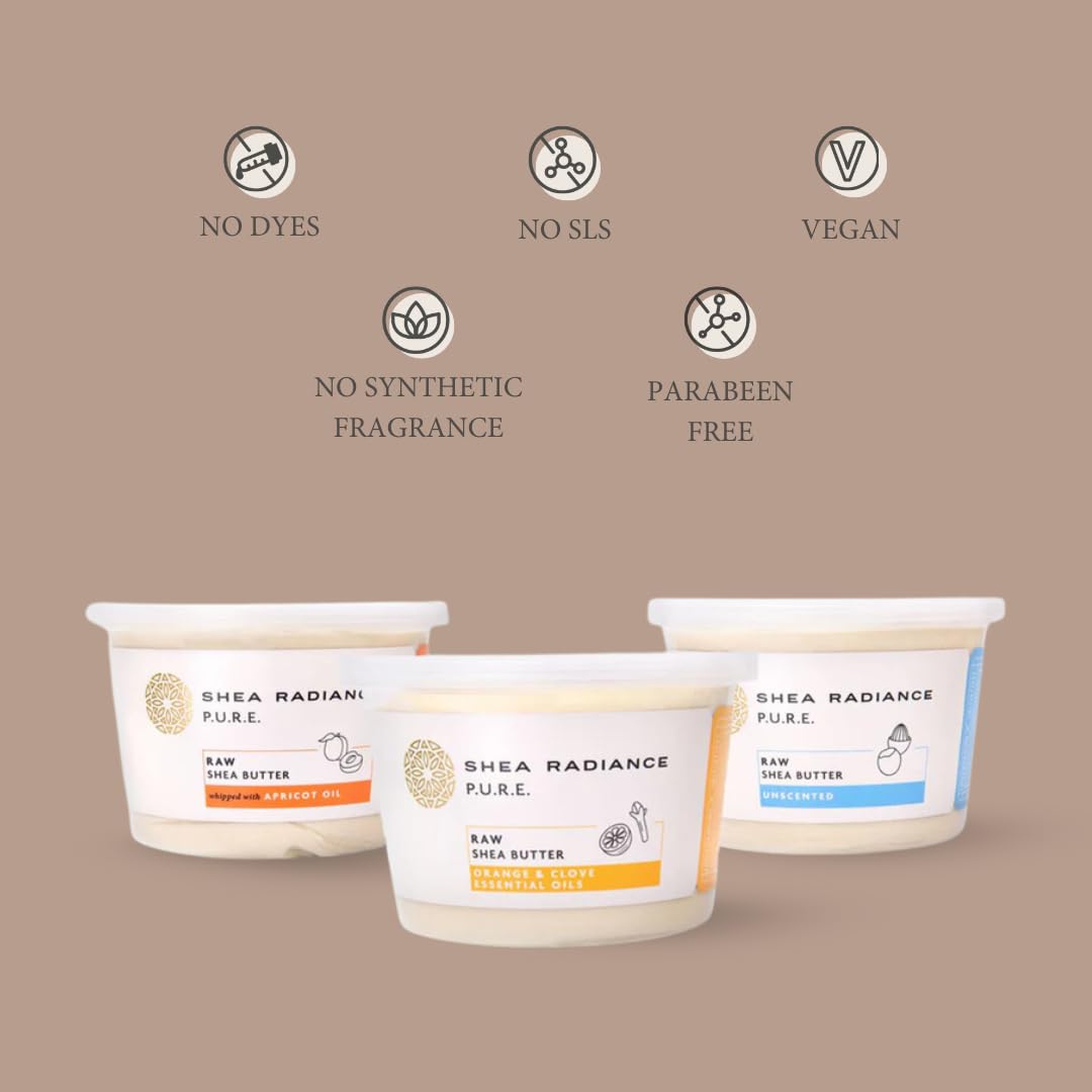 Shea Radiance P.U.R.E Raw Shea Butter | 100% Natural & Unrefined Body Butter | Soothes, Softens, & Increases Collagen | Long Lasting Moisture |