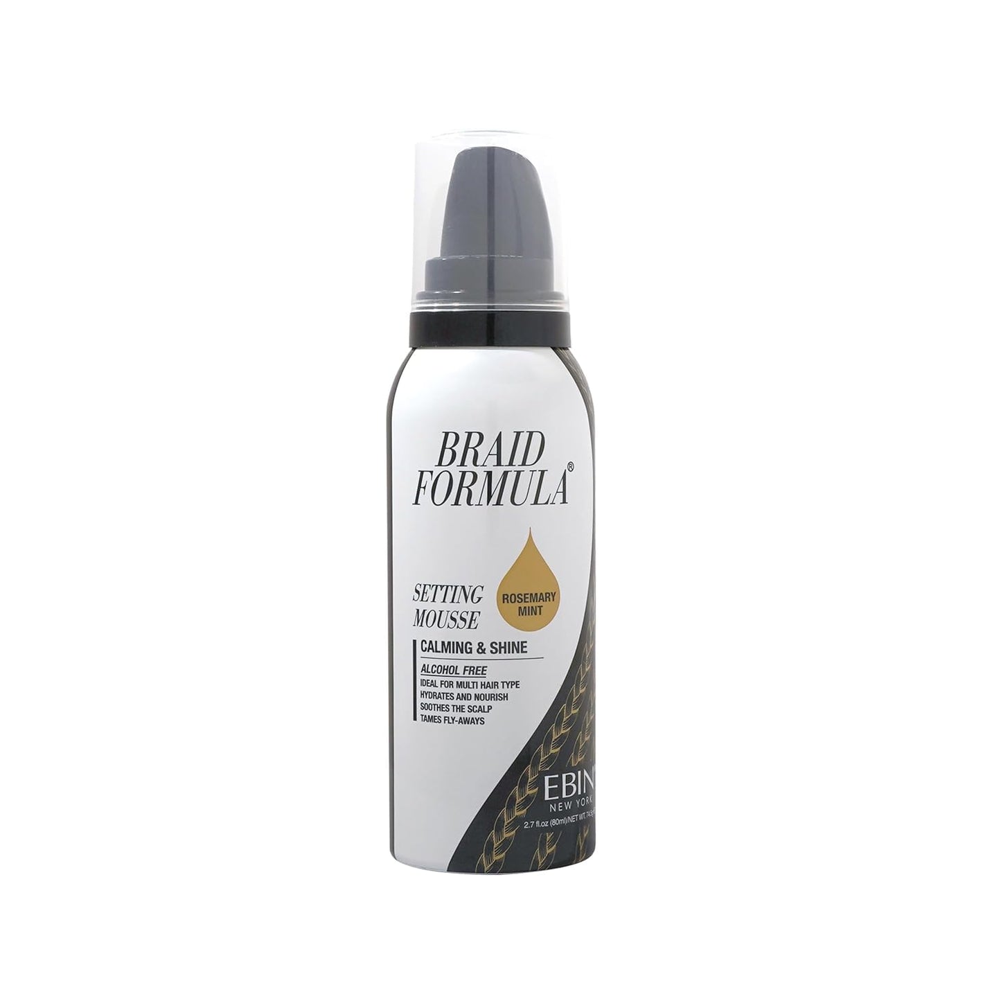 EBIN NEW YORK Braid Formula Setting Mousse (2.7 oz, Rosemary Mint + Biotin)
