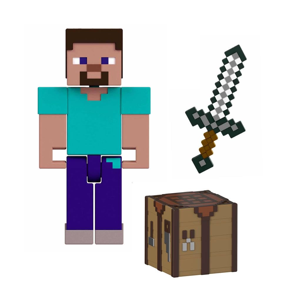 Mattel Minecraft Action Figure & Accessories 2-Pack with Steve in 3.25-inch Scale, Collectible Toy Set