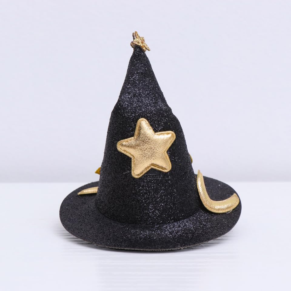 Happyyami 2pcs Mini Witch Hat Fascinators Women Girl Hat Hair Clips Hairpins Cute Barrettes Black