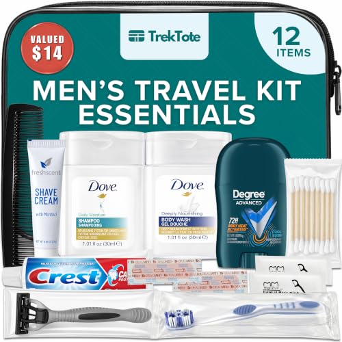 TrekTote 12-Piece Men’s Travel Toiletry Kit - Premium Brand-Name Shampoo, Conditioner, Body Wash, Shaving Cream & Deodorant, TSA Approved Travel Size Beauty and Personal Care Stuhrling Bottle Default Title