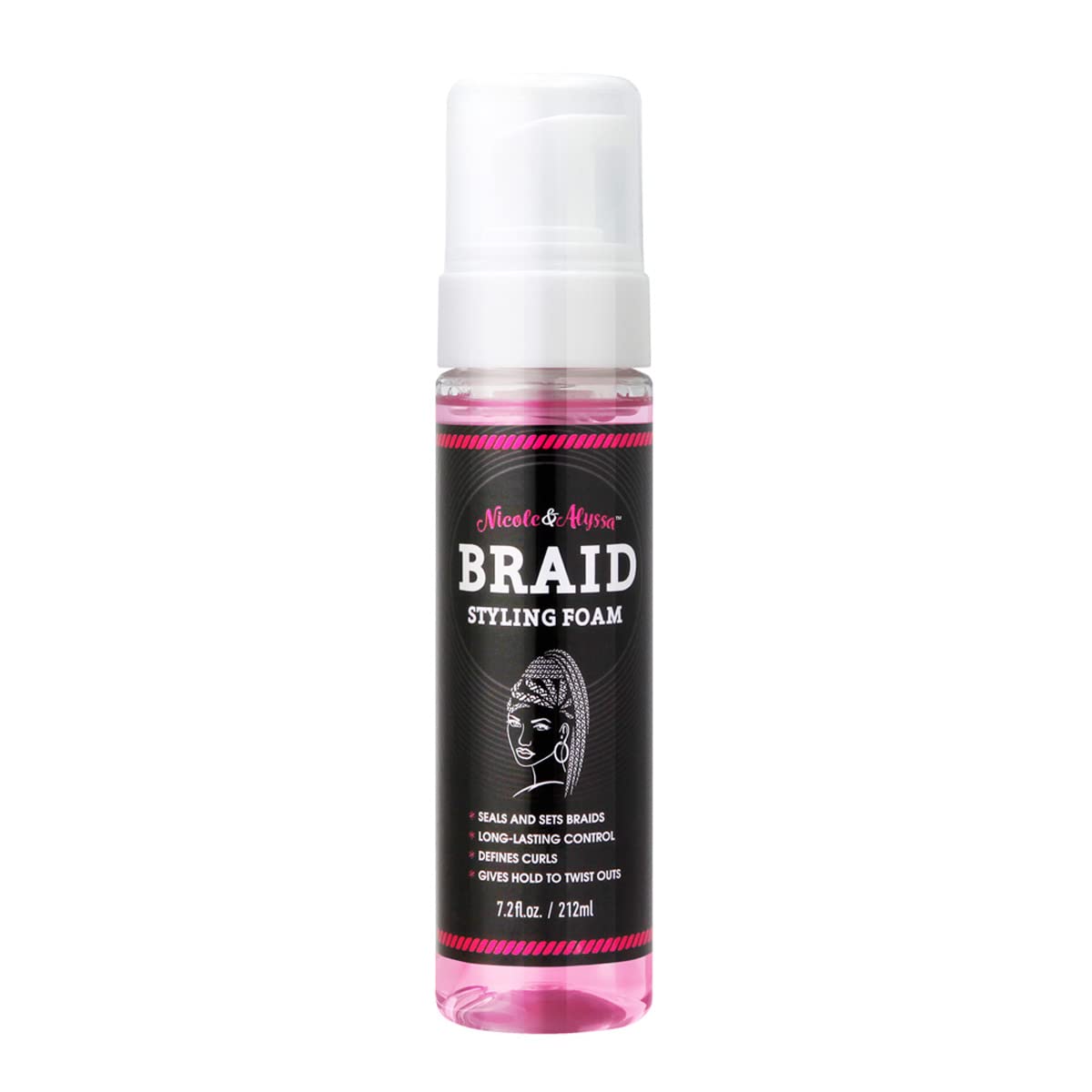 Nicole & Alyssa - Braid Styling Foam 7.2oz - Premium Braid Foam Control Mousse - Extra Hold & High Shine for Braids, Twists, Locs - Moisturizing