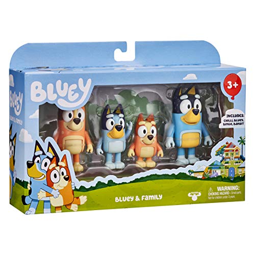 Bluey Family 4-Pack Figures – Bluey, Bingo, Mum & Dad, Poseable Collectible Toys for Kids, Cake Toppers, Gift for Toddlers Ages 3+