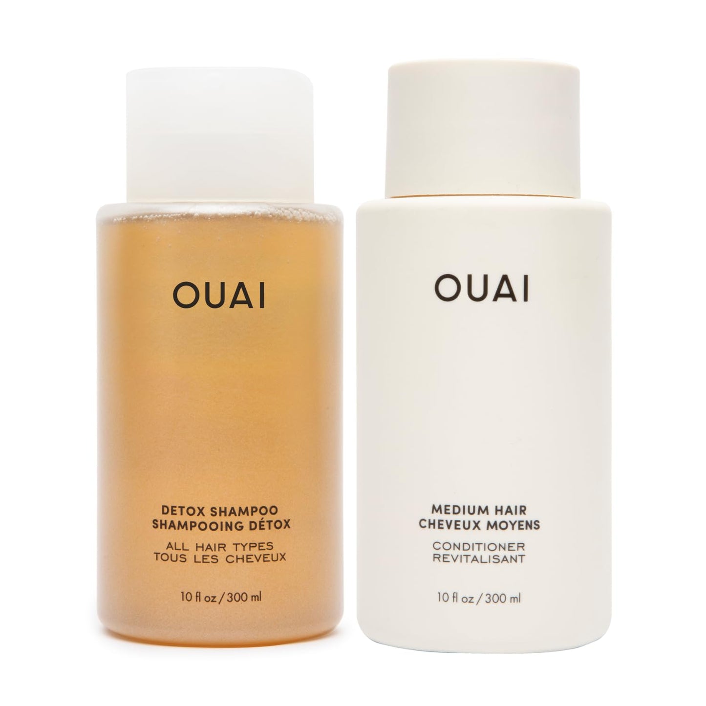 OUAI Detox Shampoo & Medium Hair Conditioner Bundle - Clarifying Shampoo for Build Up, Dirt, Oil, Product and Hard Water & Hydrating Conditioner