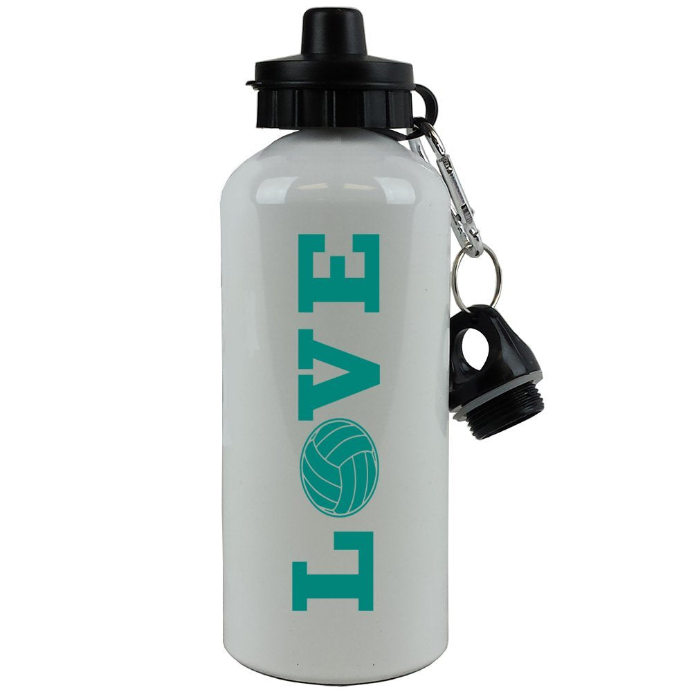 Engraved Cases Love Volleyball Sports Team Aluminum White Finish 20 Ounce 600ML Sport Water Bottle Gift (Teal)