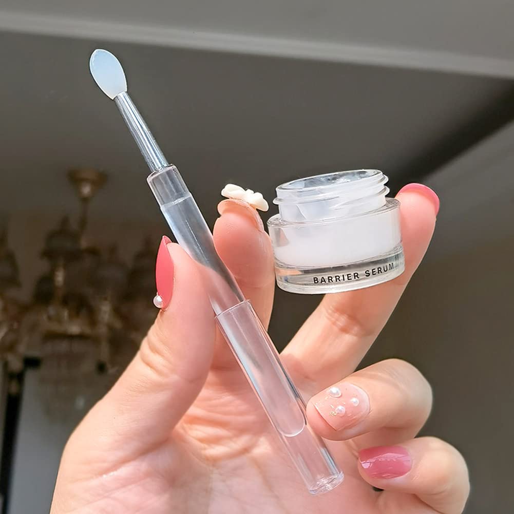 LORMAY Silicone Lip Brushes with Transparent Handles and Caps. Perfect Tools for Applying Cream Lip Mask, Eyeshadow, and Lipstick (8pcs, Multicolor)